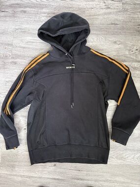 Adidas X Ivy Park Black Hoodie with Gold Stripe Detail